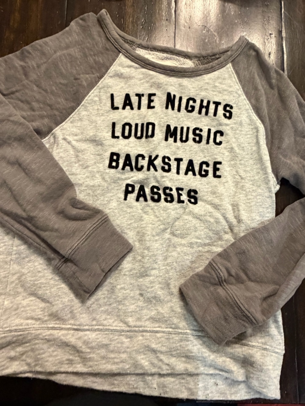 Lucky Brand Raglan Sweatshirt - Late Nights Loud Music Backstage Passes kids 7